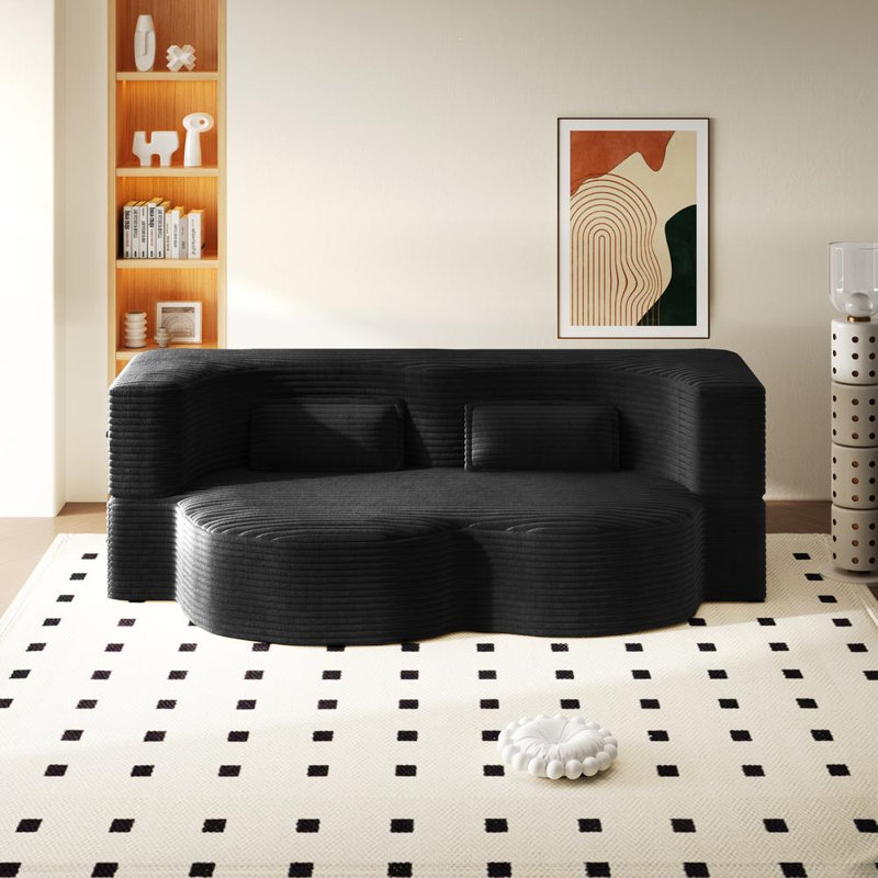 Sleeper Sofa with 2 Pillows (Black)