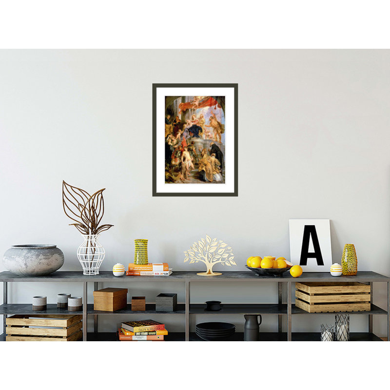 «Introned Madonna with Child Encircled by Saints» par Peter Paul Rubens, impression giclée encadrée, 29.5" H x 22.27" W