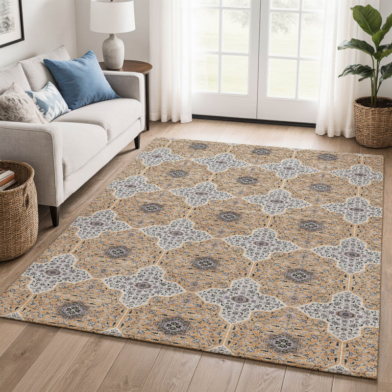 Premium Machine Washable Mayfield AMF2410 Oriental Rug, 5' x 7'6", Copper