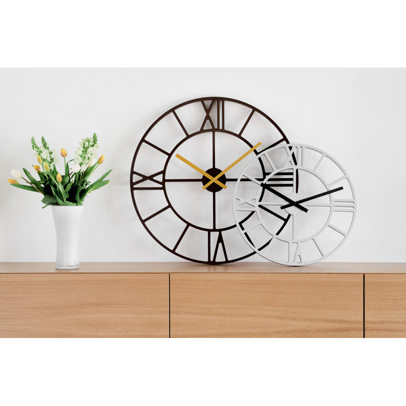 Wood Wall Clock, 50cm H x 50cm W x 4cm D, Black