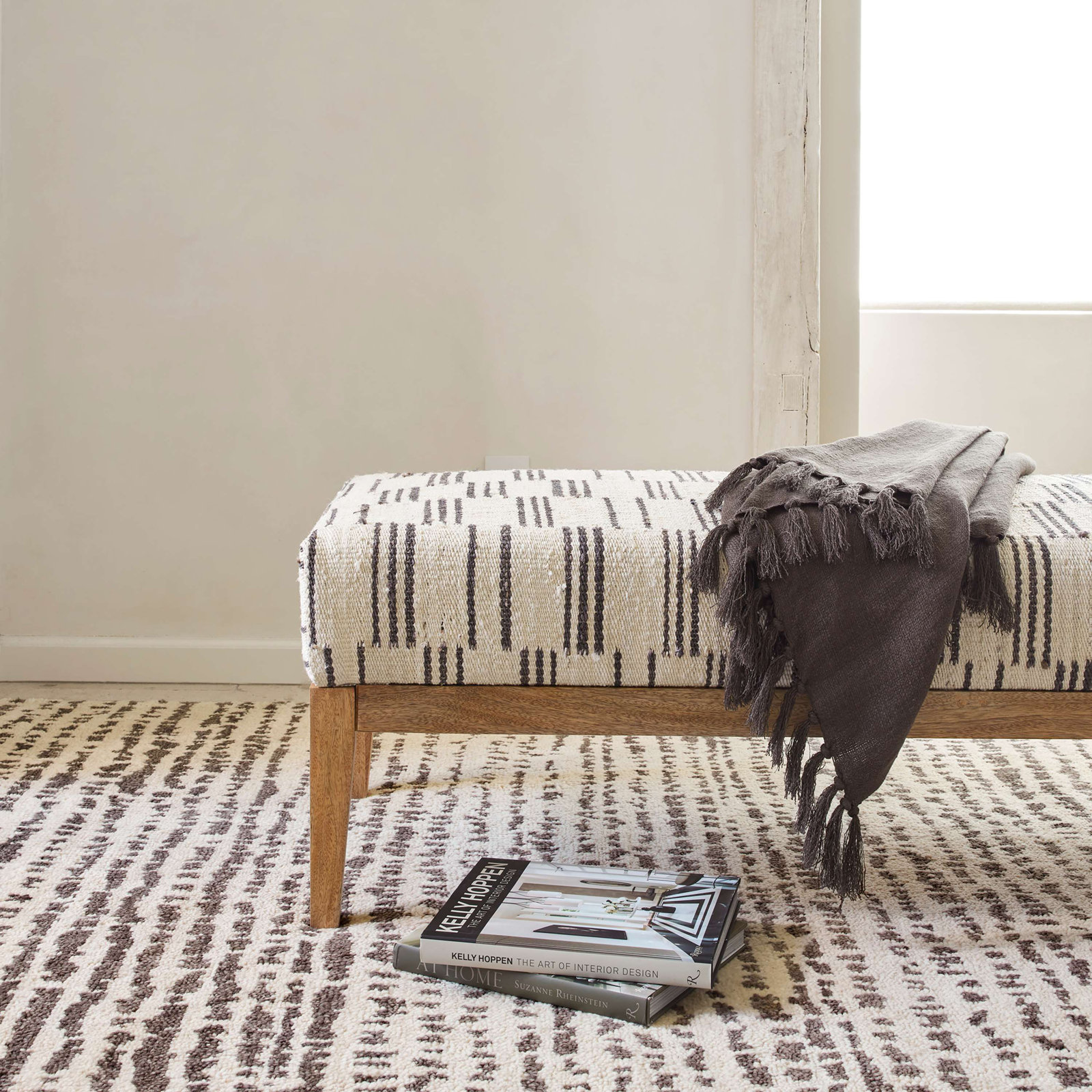 Shepherd Hand Knotted Wool Rug, Rectangle 5' x 8', Pebble