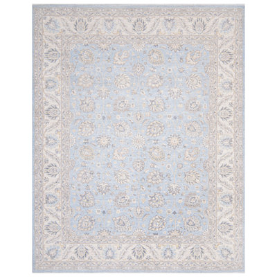 High-Quality Hand-Knotted Light Blue And Ivory Area Rug