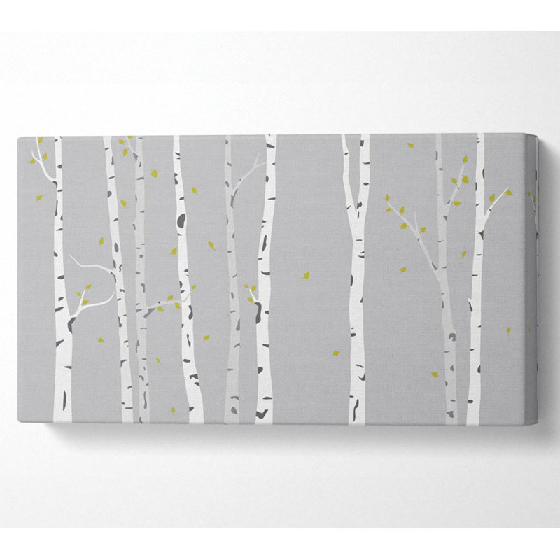 Honig Birch Trees On Grey - Wrapped Canvas Art Prints, 101.6cm H x 203.2cm W x 1cm D