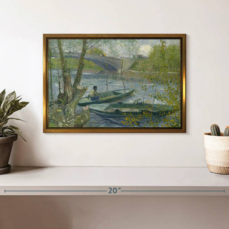 Pêche au printemps, Cadre flottant doré, 13 po x 9 po