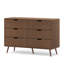 Commode 6 tiroirs 47,2 po, finition en placage de bois avec tiroirs à fermeture en douceur, pieds en bois massif, conception sans poignée, brun