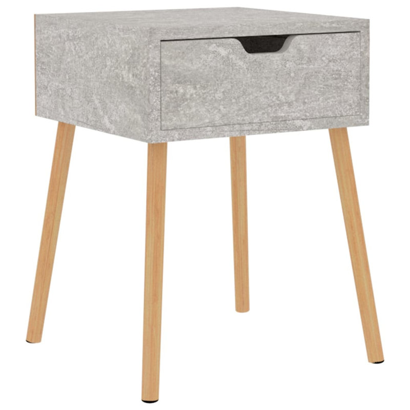Shanell 40cm W Manufactured Wood Bedside Table, Individual, Concrete Grey, Concrete Grey