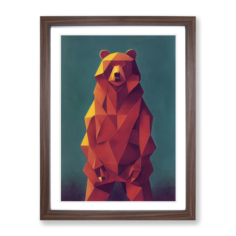Excellent Bear Abstract - Framed Print, 46cm H x 34cm W x 2cm D, Walnut