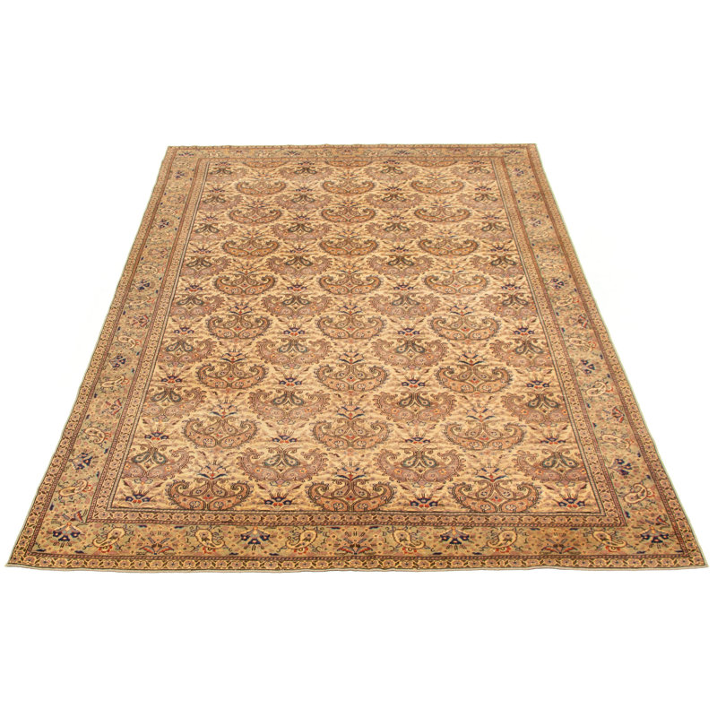 Beige/brun noué à la main en Tapis décoratif laine de conception unique 6 pi 4 po x 9 pi 5 po Dhanveer