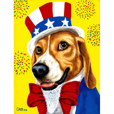 Drapeau de jardin à 2 côtés pour les états-unis d’oncle sam beagle