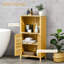 Armoire de plancher en bambou, armoire de salle de bain, tour de rangement avec plusieurs tablettes et portes