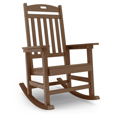 All Weather Poly HIPS Outdoor Rocking Chair, Oversized Big&Tall Rocker 380 Lbs Capacity, 22×21 Inch Seat 31 Inch High Backrest Heavy Duty Chair for Outside Patio Porch Backyard