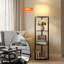 159cm Modern Polygon Floor Lamp with 3 Layers, Storage Light Shelf for Bedroom and Study, Pull Chain