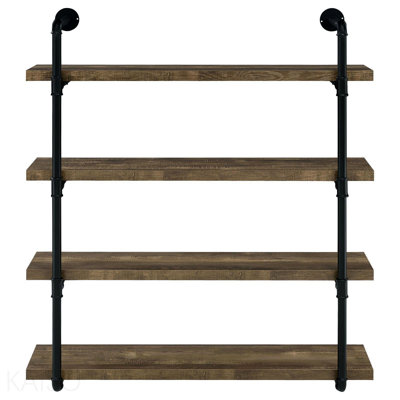 Black And Rustic Oak 40-Inch Wall Shelf