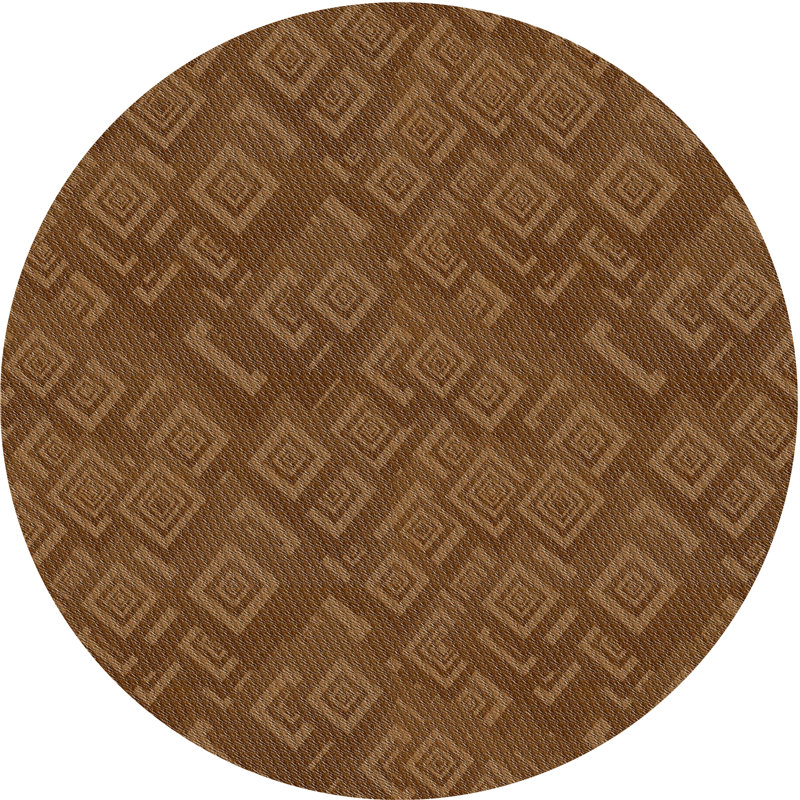 Tapis de zone brun foncé à motifs, Rond 3 pi