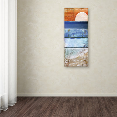 Wrapped Canvas Wall Art - Color Bakery 'Beach Moonrise II' Wall Art for Living Room, Bedroom, or Office Décor - 14X32