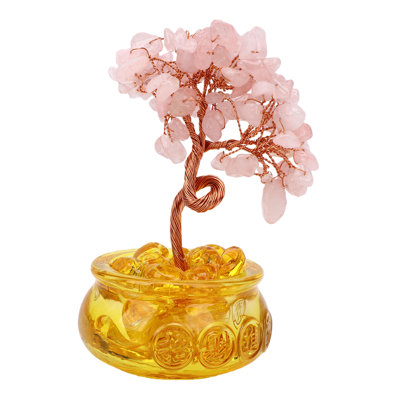 Feng Shui argent arbre énergie positive bonne fortune décoration avec 81 pièces de cristal artificiel pour la richesse et la chance décoration rose