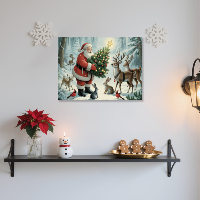 Père Noël, art mural sur toile, H 12 po x l 18 po
