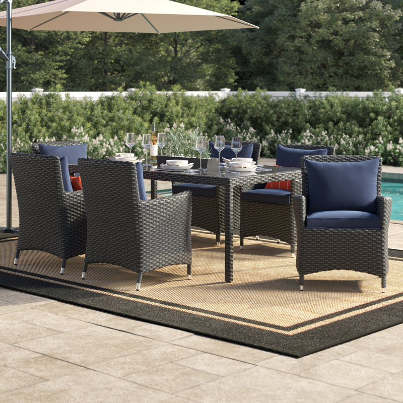 Ensemble repas d'extérieur Sunbrella 7 pièces Stopover, Toile bleu marine Sunbrella®, 29,5" H x 59" lx 39,5" D