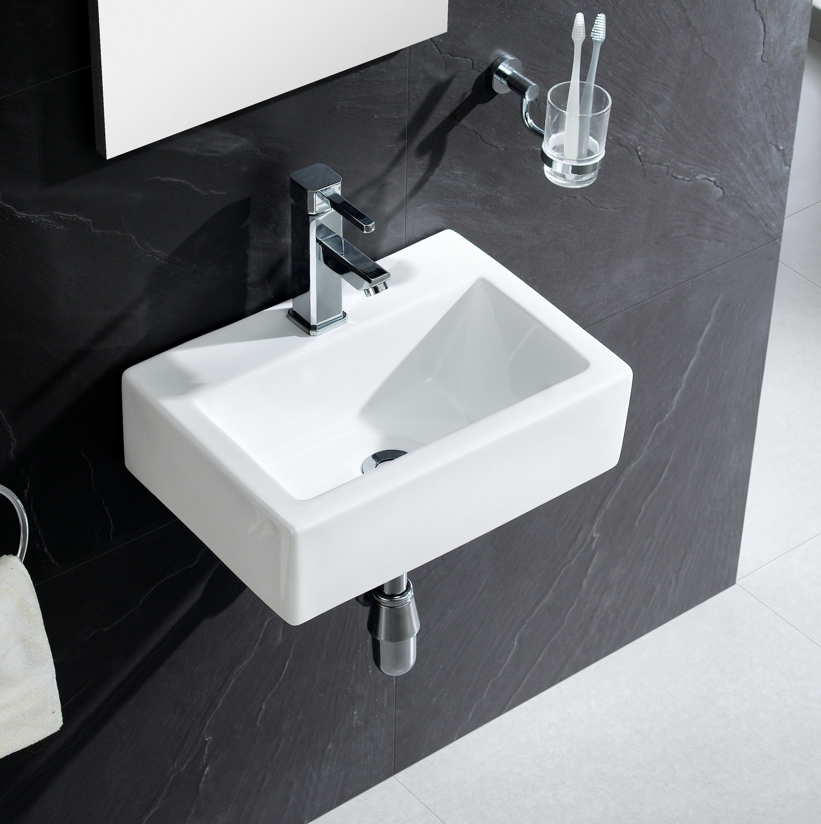 Fine Fixtures Vitreous China Rectangular Wall Mount Bathroom Sink 