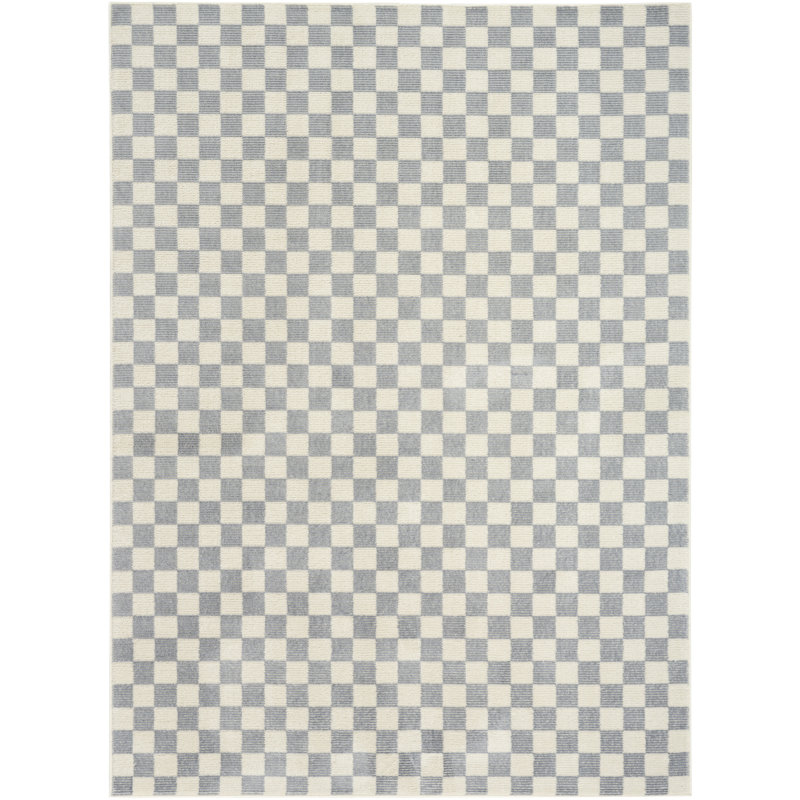 Tapis d'intérieur moderne ivoire Ebern Designs Delfina, Rectangle 6 pi x 9 pi