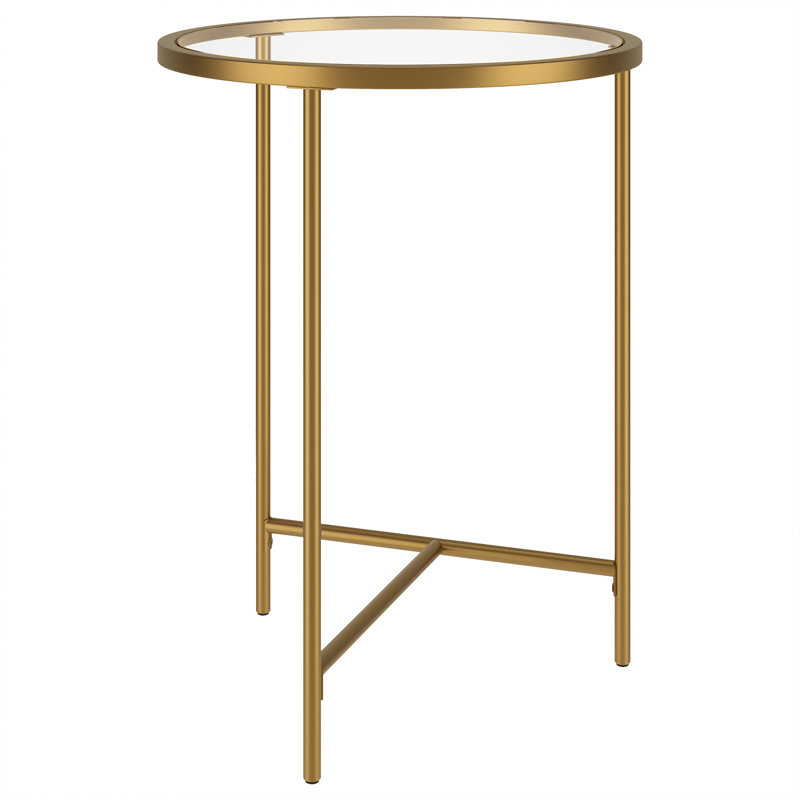 Berenson Glass Top End Table, Gold