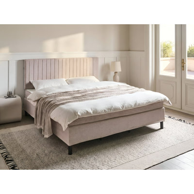 Upholstered Fabric Bed with Mattress
