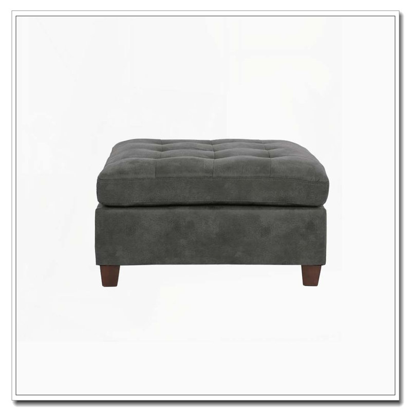 Repose-pieds capitonné en similicuir gris antique