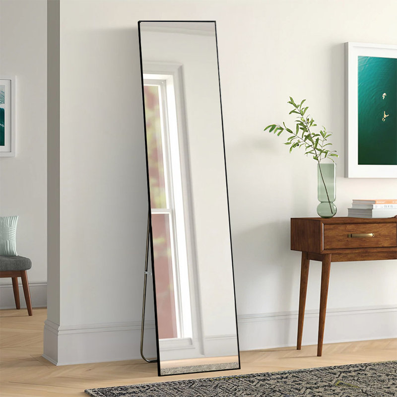 Modern Slim Frame Full Length Dressing Mirror, Black