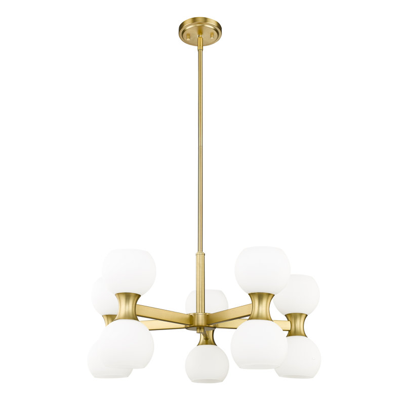 10 - Light Dimmable Geometric Chandelier, Modern Gold
