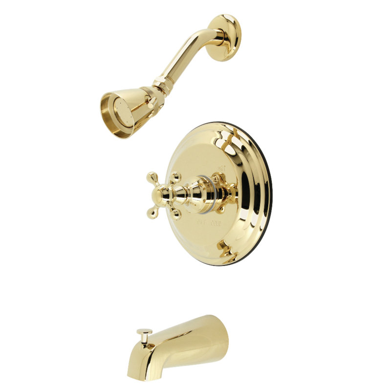 Kingston Brass Single-Handle Pressure Balanced Tub and Shower Faucet, Polished Brass