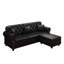 Canapé Chesterfield rembourré en similicuir avec garniture cloutée et accoudoirs roulés, canapé Mid-Century moderne capitonné avec boutons, inclus 6 coussins, noir-1221546765