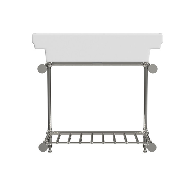 Gloss White Fireclay Rectangular Console Bathroom Sink with Overflow, 8" Centers, Chrome