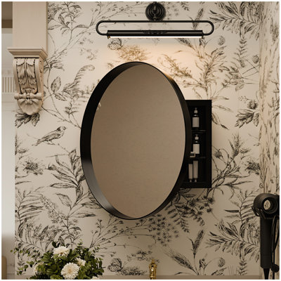 Armoire à pharmacie 23,6 pouces à fixation en surface avec miroir et tablettes réglables