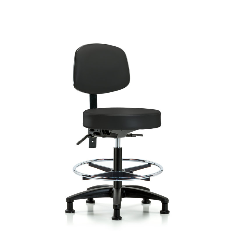 Tabouret de laboratoire à hauteur ajustable avec base en nylon Monserrat, Noir, Patins