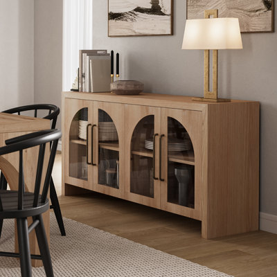 Coady 60" Curved Arch Four Door Sideboard Storage Cabinet - Natural by Latitude Run