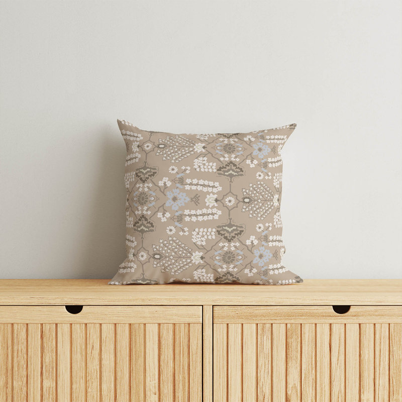 Coussin décoratif Zoey, Tanné, Carré 18 po