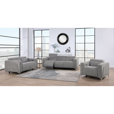Ensemble de canapé-causeuse / inclinable 3 pièces taupe / gris