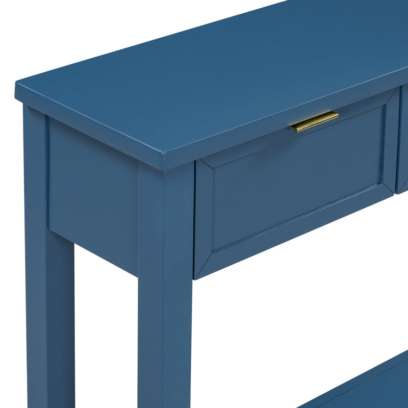 High-Quality Entryway Console Table with 4  Spacious Drawersm,1 Practical Bottom ShelfLong Legs, for Hallway, Foyer