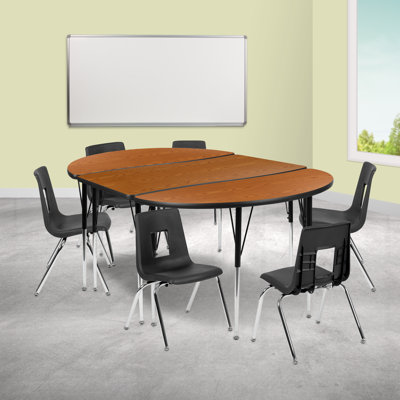 Goddard 76" Oval Wave Flexible Laminate Activity Table Set with 16" Student Stack Chairs