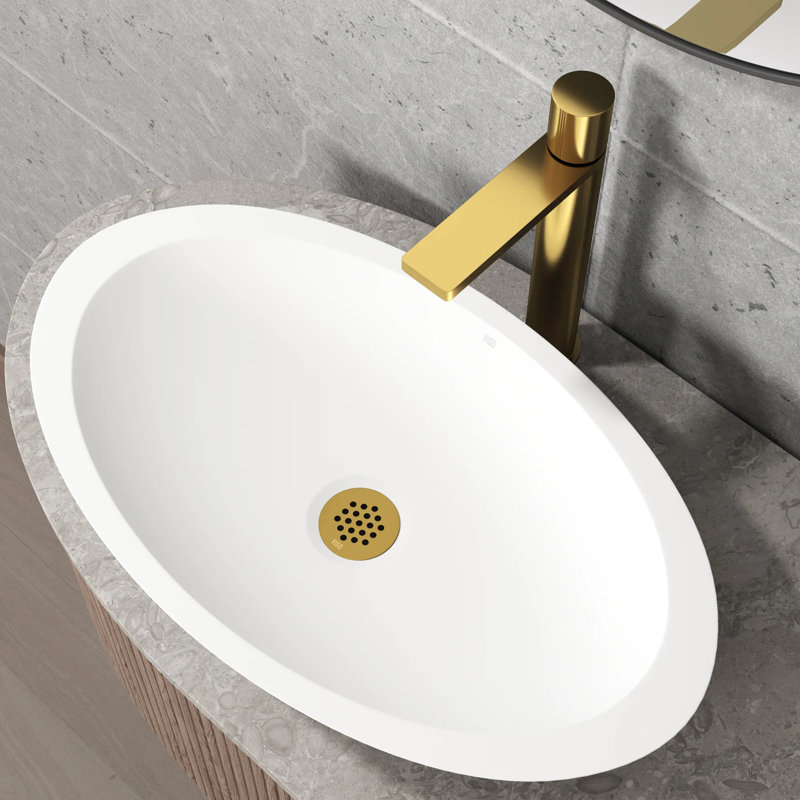 Vessel Grid Bathroom Sink Drain, Matte Brushed Gold
