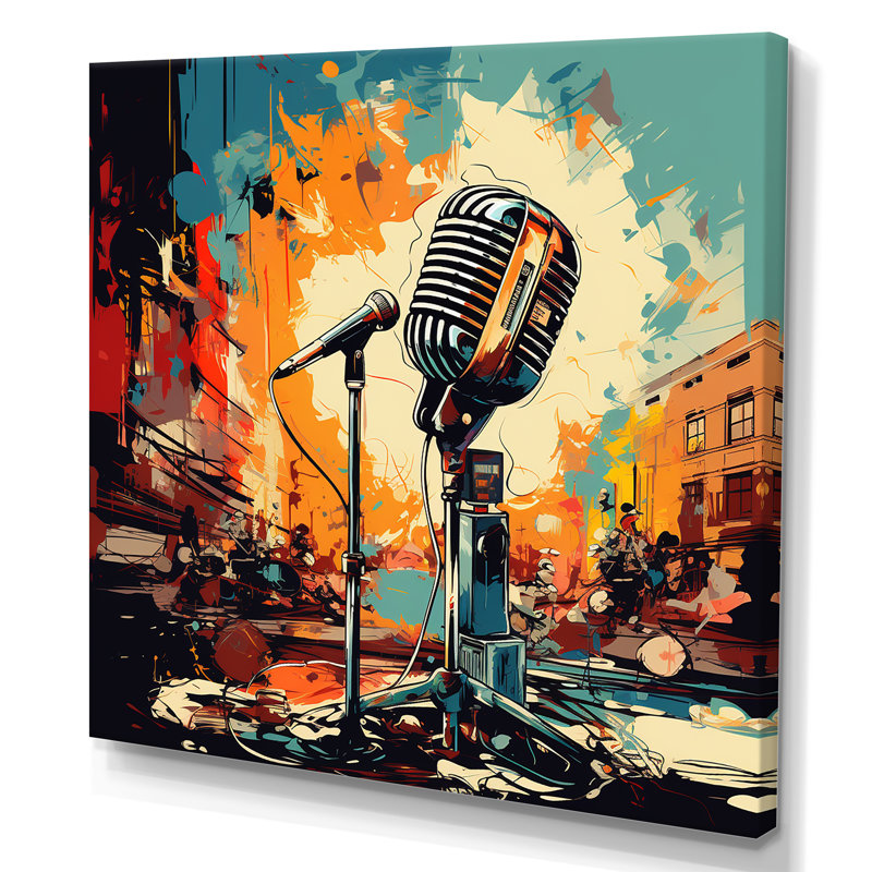 Popart Microphone Harmony I - Fruits Wall Art, 36" H x 36" W x 1.5" D, Wrapped Canvas