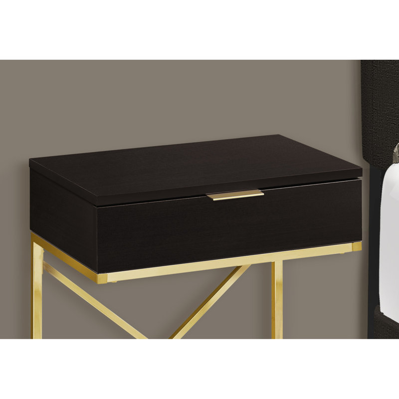 Table d'appoint polyvalente pour la chambre à coucher - brun, design minimaliste en métal doré avec rangement stratifié, structure moderne