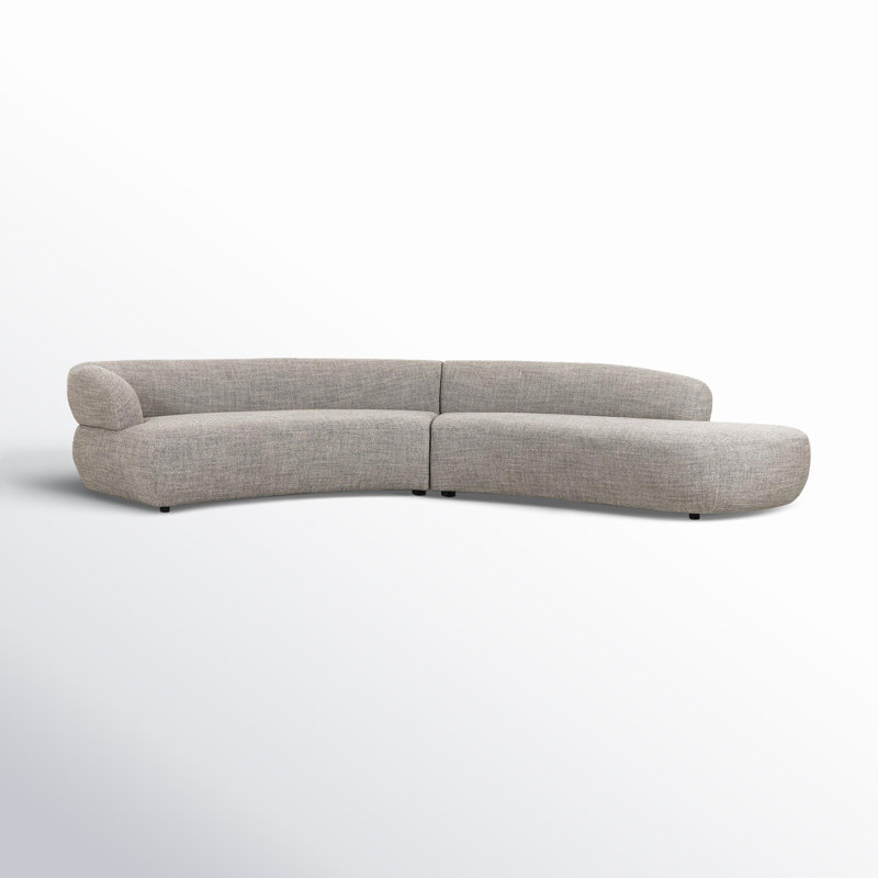 Gray Curved Two-Piece Polyester Blend Sectional Sofa