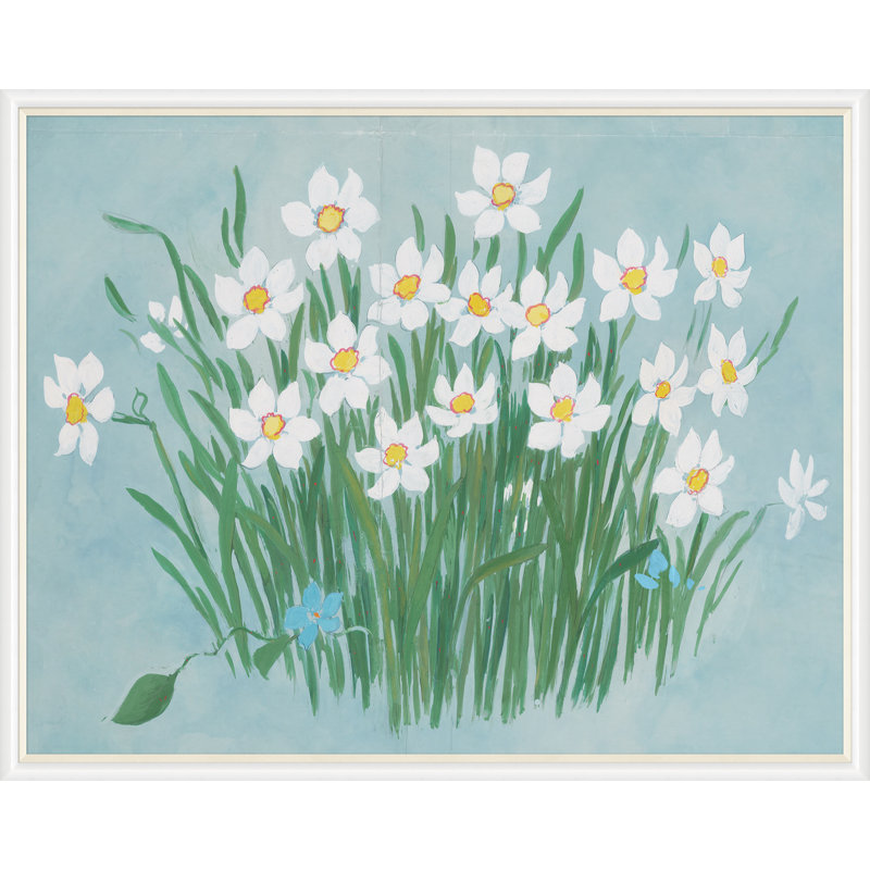 Camellia Print by Paule Marrot, White Framed, 43" H x 54" W x 1.25" D