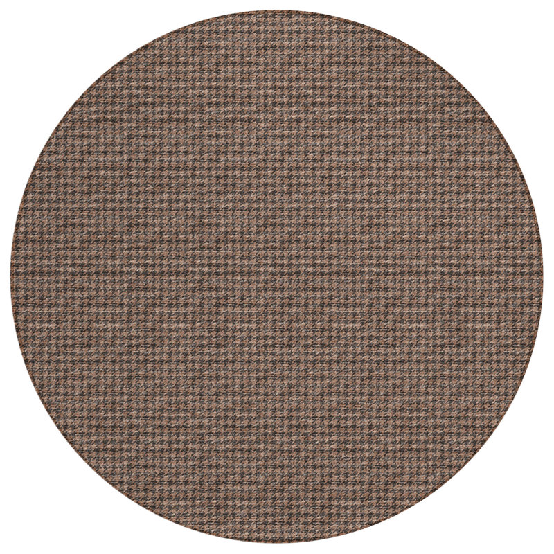 Loreen Washable Houndstooth Indoor / Outdoor Rug, Round 8'
