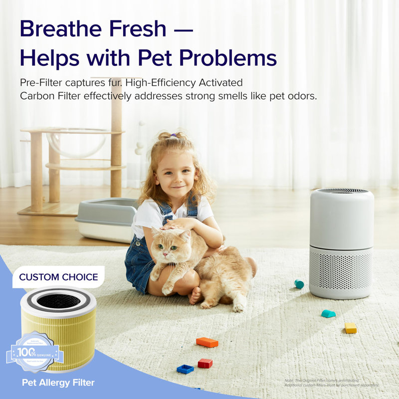 Air Purifier for Home Allergies Pets Hair in Bedroom, Covers Up to 1095 ft by 56W High Torque Motor, 3-in-1 Filter with HEPA Sleep Mode, Remove Dust Smoke Pollutants Odor, Core300-P