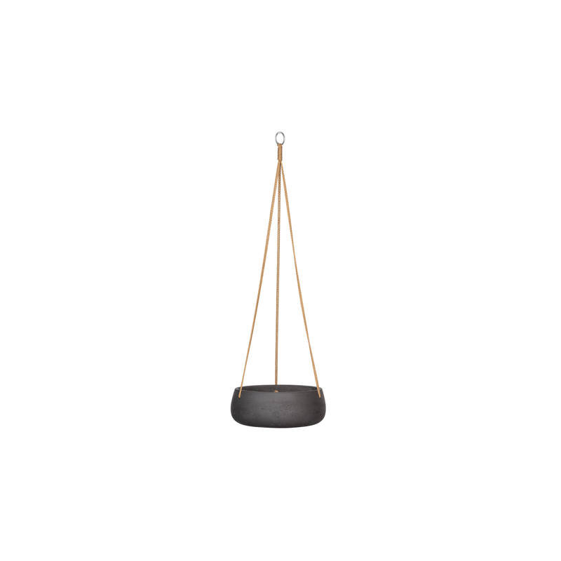 Gray Fiberstone Hanging Pot, 7" W x 7" D x 7" H, Black