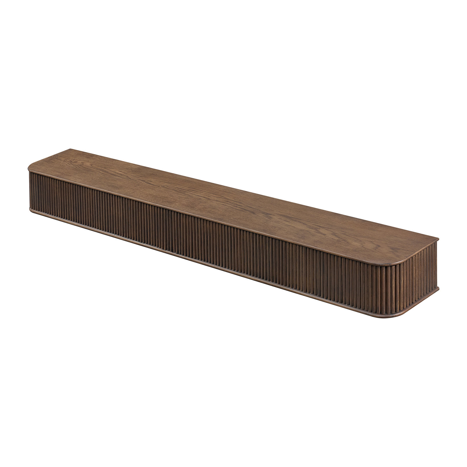 Modern Ember Alfama Fireplace Wood Mantel Shelf with Fluted “Reed” Details, Umber, 60"