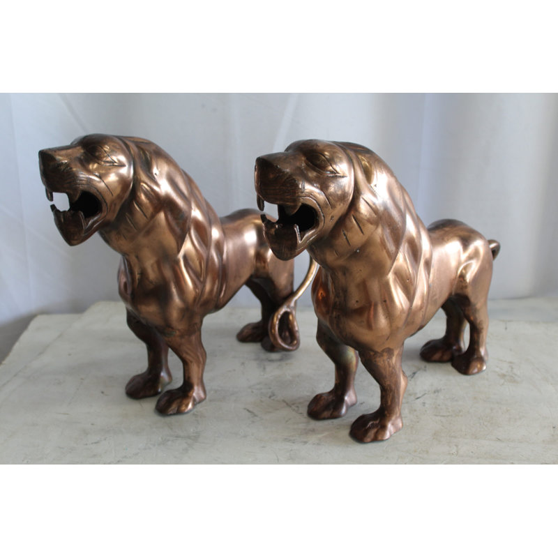 Paire de lions en aluminium avec finition bronze 19 po x 12 po x H 14 po Jasonlee
