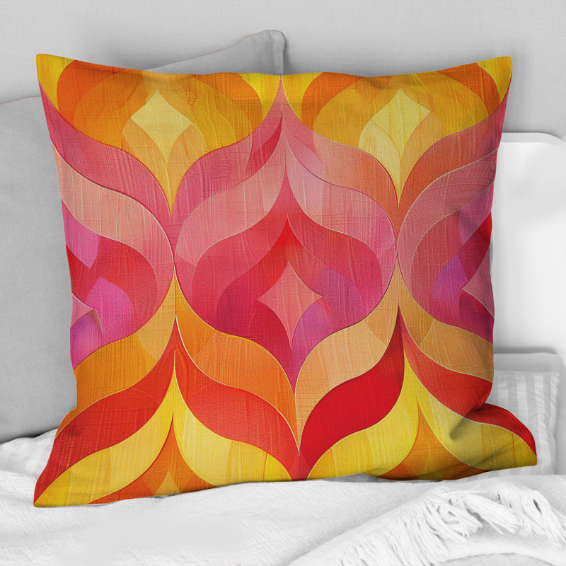 Coussin moderne jaune, rose et moderne Sunset Glow, H 18 po x l 18 po